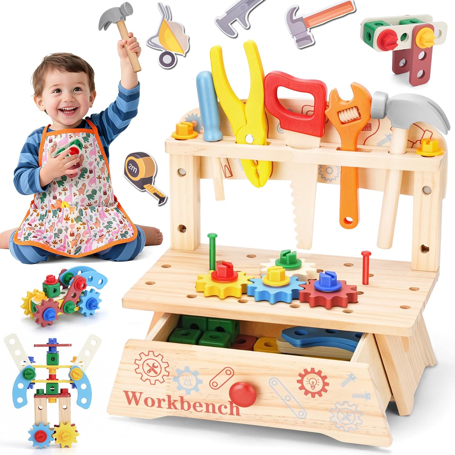 Wooden Tool Bench for Kids,Mon - Gardening Tools Girls 评论和价格